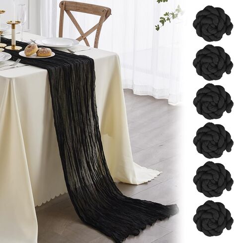 Nialnant 6 حزمة مفرش طاولة من القماش القطني الوردي الفاتح بطول 6.10 قدم، مفارش طاولة من الشاش لحفلات الزفاف، وحفلات أعياد الميلاد، وديكور طاولة عيد الفصح in Kuwait