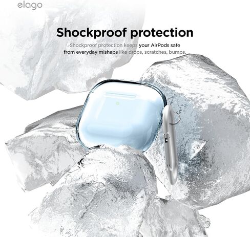 elago Clear Case Compatible with AirPods 4 Case - Compatible with AirPods 4th Generation Case, Carabiner Included, Reduced Yellowing, Wireless Charging, Shock Resistant, Full Protection (Transparent) in Kuwait