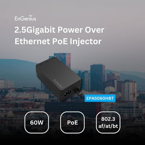 EnGenius Technologies 802.3at/af Gigabit PoE+ Injector Features up to 30 Watts of Output Power for Distances up to 100M, Plug-n-Play, Auto Detects Power (EPA5006GAT) in Saudi Arabia