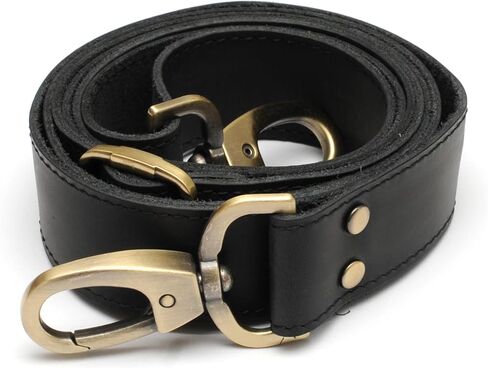 حزام جلدي بديل لحقائب اليد، وحافظات أجهزة MacBook والكمبيوتر المحمول، وحزام كتف جلدي من Crazy Horse، وحزام محفظة جلدي قابل للتعديل مصنوع يدويًا مع مشابك دوارة، مقاس X-Large، جملي in Kuwait