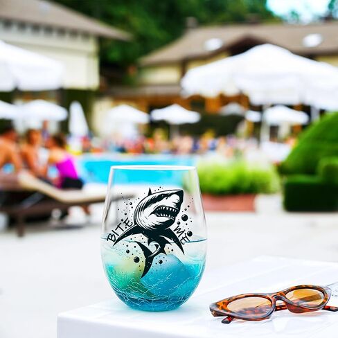 Whale Stemless Wine Glasses: Handmade Crackle Teal Beach Wine Glass for Women, Ocean Themed Birthday Day Gifts 18 Ounces - Set of 1 in Saudi Arabia
