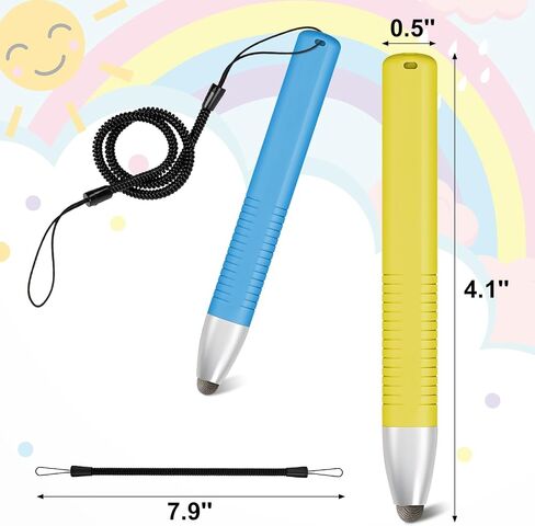 2pcs Kid-Friendly Stylus Pens for Touch Screens, Tablet Stylus Pen with Spring Cord Universal Touch Screen Capacitive Crayon Stylus Green Orange in Kuwait