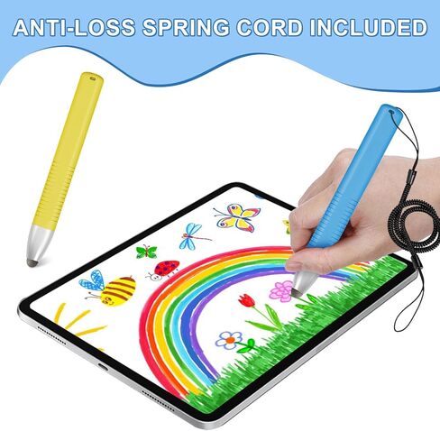 2pcs Kid-Friendly Stylus Pens for Touch Screens, Tablet Stylus Pen with Spring Cord Universal Touch Screen Capacitive Crayon Stylus Green Orange in Kuwait
