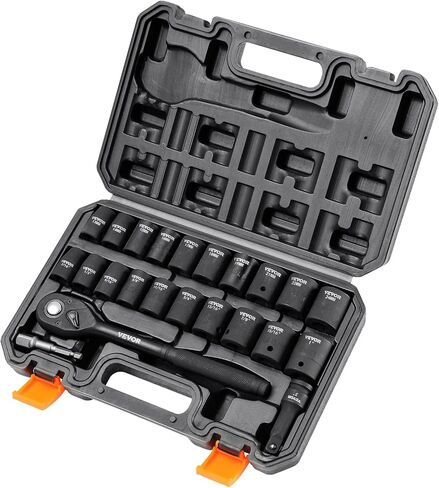 VEVOR Impact Socket Set 3/4 Inches 29 Piece Impact Sockets, 6-Point Sockets, Rugged Construction, CR-M0, 3/4 Inches Drive Socket Set Impact SAE 3/4 inch - 2-1/2 inch, with a Storage Cage in Saudi Arabia