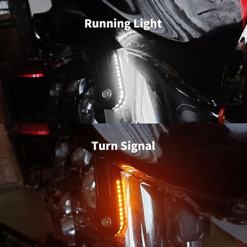دراجة نارية أمامية LED فلوش شوكة بدوره إشارات ضوء تشغيل أقواس إضاءة مناسبة لـ Harley Touring Road King Street Gilde Electra Glide 1998-2023 كروم in Kuwait