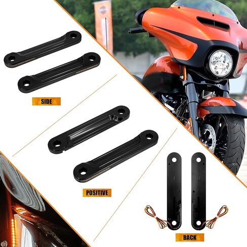 دراجة نارية أمامية LED فلوش شوكة بدوره إشارات ضوء تشغيل أقواس إضاءة مناسبة لـ Harley Touring Road King Street Gilde Electra Glide 1998-2023 كروم in Kuwait