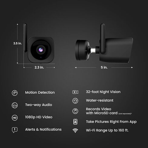 كاميرا Feit الكهربائية CAM/WM/WiFi/BAT 1080p HD خارجية تعمل بالبطارية واي فاي كاميرا مراقبة منزلية ذكية مع رؤية ليلية، صوت ثنائي الاتجاه، أبيض in Kuwait