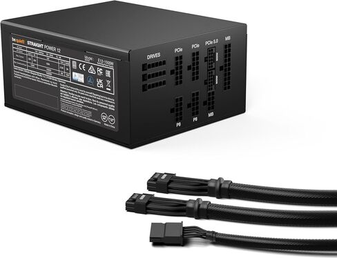 كن هادئاً! BN518 Straight Power 12-1500w 80 Plus Platinum، ATX 3.0، مصدر طاقة معياري، لوحدات معالجة الرسومات PCIe 5.0 ووحدات معالجة الرسومات مع موصلات 6 + 2 دبوس، صامت 135 مم يكون هادئًا! مروحة - BN518 in Kuwait