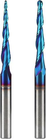 Jiiolioa ZQ2113 Spiral CNC Router Bits 1/4" Shank 3"OVL 2.4 Deg Tapered Angle Ball Nose with NACO-Blue Coating for 2D&3D Wood Carving in Saudi Arabia