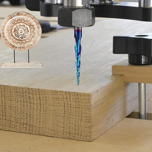 Jiiolioa ZQ2113 Spiral CNC Router Bits 1/4" Shank 3"OVL 2.4 Deg Tapered Angle Ball Nose with NACO-Blue Coating for 2D&3D Wood Carving in Saudi Arabia