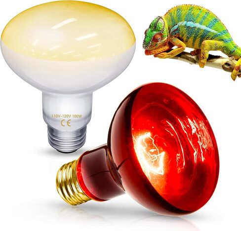Flaspar Reptile Heat Lamp - 100W UVA Heat Lamp Bulbs Basking Spot Lights for Reptiles, Daylight Amphibians Basking Heat Lamp Bulbs for Reptiles, Bearded Dragon, Lizard, Turtle, Chicken, 2 Pack in Saudi Arabia