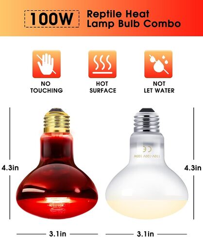 Flaspar Reptile Heat Lamp - 100W UVA Heat Lamp Bulbs Basking Spot Lights for Reptiles, Daylight Amphibians Basking Heat Lamp Bulbs for Reptiles, Bearded Dragon, Lizard, Turtle, Chicken, 2 Pack in Saudi Arabia