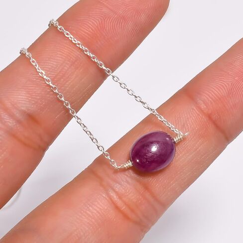 Natural Real Charoite Round Beads Pendant Necklace, Polished Crystals Birthstone, Healing Gemstone, Jewelry, Silver Plated Jewelry 18 inch in Kuwait