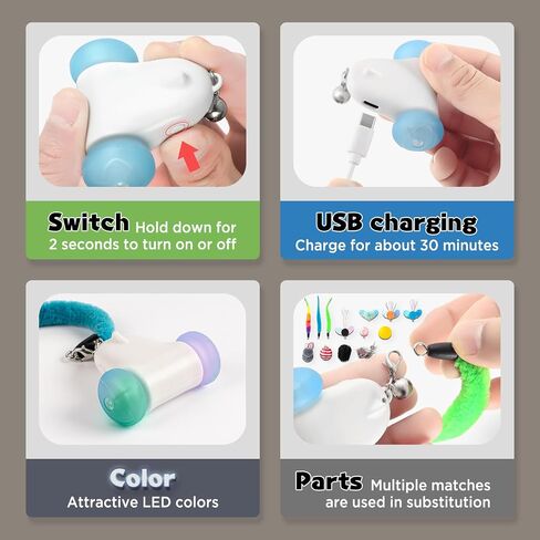 Smart Moving Electric Cat Toys for Indoor Cats, 2-Speed Cat Mouse Toy with LED Wheels, USB Rechargeable,Relieve Lack of Exercise for Cats Kittens, with 3 Toy Pendants in Saudi Arabia