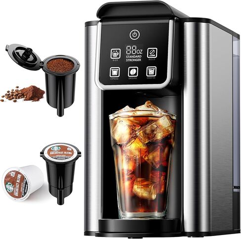 Hot & Iced Coffee Maker with Bold Setting, Single Serve Coffee Maker for K Cup and Grounds, 6-14 Oz Brew Sizes, 50 Oz Removable Water Tank, One Cup Coffee Machine with Reusable Filter, White in Saudi Arabia