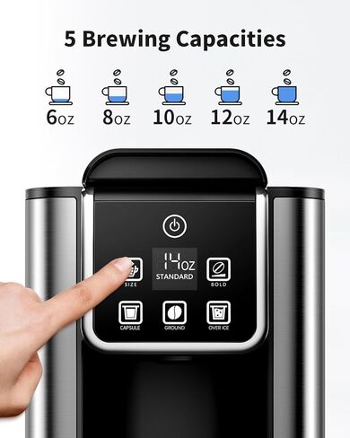 Hot & Iced Coffee Maker with Bold Setting, Single Serve Coffee Maker for K Cup and Grounds, 6-14 Oz Brew Sizes, 50 Oz Removable Water Tank, One Cup Coffee Machine with Reusable Filter, White in Saudi Arabia