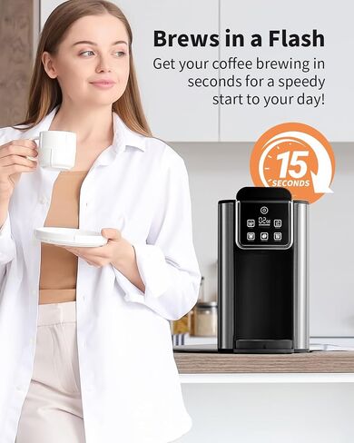 Hot & Iced Coffee Maker with Bold Setting, Single Serve Coffee Maker for K Cup and Grounds, 6-14 Oz Brew Sizes, 50 Oz Removable Water Tank, One Cup Coffee Machine with Reusable Filter, White in Saudi Arabia