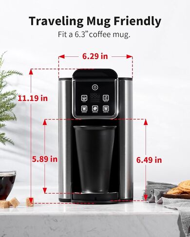 Hot & Iced Coffee Maker with Bold Setting, Single Serve Coffee Maker for K Cup and Grounds, 6-14 Oz Brew Sizes, 50 Oz Removable Water Tank, One Cup Coffee Machine with Reusable Filter, White in Saudi Arabia
