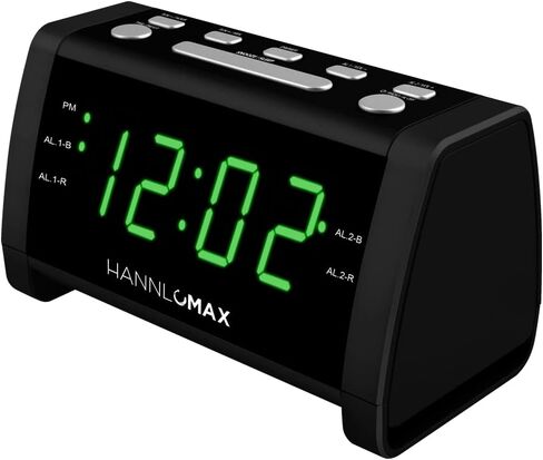 HANNLOMAX HX-138CR Alarm Clock Radio, PLL AM/FM Radio with Preset Radio, 1.4" Red LED Display, Dual Alarm (Grey) in Saudi Arabia