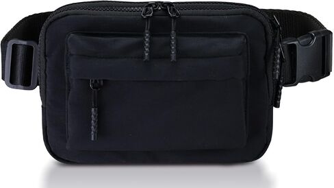 Belt Bag with Adjustable Waist Belt, Lightweight Fanny Pack, Crossbody Bag for Travel/Running/Hiking, Stocking Stuffers for Women Men, Black in Saudi Arabia