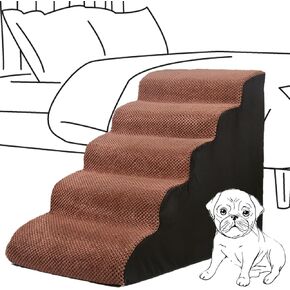 Dog Stairs Dog Steps 29 inches High for Small Large Dogs for High Beds 28-34 inches Tall, 35D Foam Dog Steps/Dog Ramp for High Beds 28 inches Tall, Pet Stairs for Old Dogs/Cats, Grey