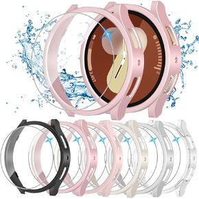 [6+6 Pack for Samsung Galaxy Watch 7 Screen Protector Case 40mm, Anti-Fog Tempered Glass & Hard PC Bumper Cover Set for Galaxy Watch7 40mm Accessories, Waterproof