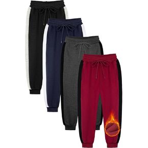 Resinta 4 Pack Boys' Athletic Sweatpants Boys Fleece Active Sweatpants with Pockets Drawstring Youth Jogger Pants