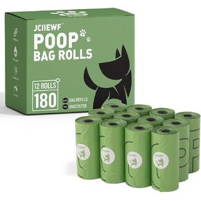 Dog Poop Bag Rolls, Cat Litter Garbage Bags, 180 Count Dog Poop Bags For Cleaning Up Canine Feces When Walking Dogs. Portable, Sturdy, Leak-Proof, Odorless, 9×13 Inches,（12 Rolls）