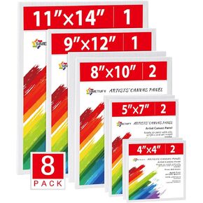 16 Pack 8x10 Inch Canvases for Painting, Blank Canvas Boards for Painting-Gesso Primed Acid-Free 100% Cotton Canvas Panels for Acrylics Oil Watercolor Tempera Paints