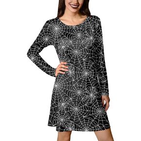 For G and PL Women's Halloween Costume Skeleton Funny Long Sleeve Midi Dresses