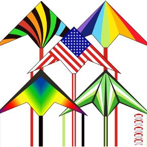 5 Pack Kite for Kids Adults Easy to Fly, Rainbow Delta Kites for Toddlers Age 3-5 Beginners, Kites for Kids Ages 4-8 8-12 Easy to Fly in Low Wind- Kite for Family Beach Outdoor Games and Activities