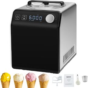VEVOR Soft Serve Ice Cream Machine for Commercial Use, 10-15L/H Production, 1000W, Single Flavor, Countertop Design with 4L Hopper & 1.6L Cylinder, Touch Control, Auto Cleaning & Pre-Cooling, Ideal