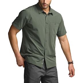 CQR Men's Short Sleeve Work Shirts, Ripstop Military Tactical Shirts, Outdoor UPF 50+ Breathable Hiking Shirt