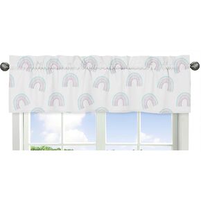 Sweet Jojo Designs Pastel Rainbow Window Treatment Valance - Blush Pink, Purple, Teal, Blue and White