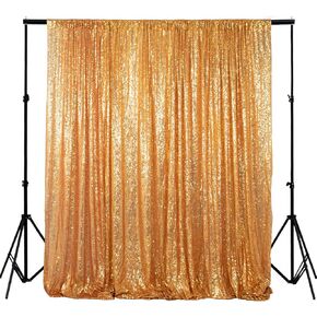 ShiDianYi 20 Ft X 10 Ft Gold Sequin Backdrop Curtain Sequin Fabric Photo Booth Backdrop Wedding Reception Deep Gold Glitter Photography Backdrop for Parties