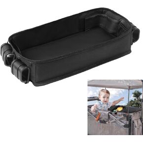 SS SUNSBELL Double Sided Stroller Tray Fits for Wonderfold Wagon W4 - Kids Snacks & Activities, Waterproof Dould Leather Sides Easy to Clean, Stroller Accessories with 4 Cup Holders (W4 Series)