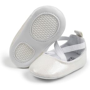 CENCIRILY Infant Baby Girls Mary Jane Flats Non Slip Soft Sole Prewalker Princess Wedding Dress Shoes