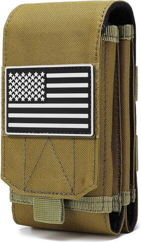 Tactical Molle EDC Phone Pouch Universal Mobile Phone Holster Holder with US Flag Patch in Kuwait