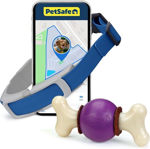 PetSafe Guardian GPS + Tracking Dog Fence Collar, GPS Dog Collar Fence System with App, Waterproof Rechargeable Collar, Tracking Collar for Medium and Large Dogs (Blue/Gray), Subscription Required in Kuwait