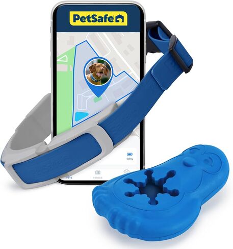PetSafe Guardian GPS + Tracking Dog Fence Collar, GPS Dog Collar Fence System with App, Waterproof Rechargeable Collar, Tracking Collar for Medium and Large Dogs (Blue/Gray), Subscription Required in Kuwait