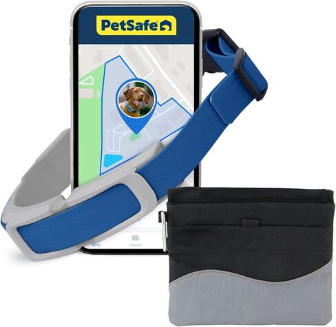 PetSafe Guardian GPS + Tracking Dog Fence Collar, GPS Dog Collar Fence System with App, Waterproof Rechargeable Collar, Tracking Collar for Medium and Large Dogs (Blue/Gray), Subscription Required in Kuwait