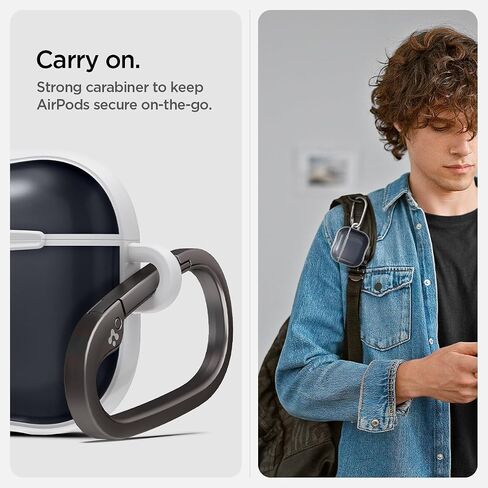 حافظة AirPods 4 بتصميم Ultra Hybrid من Spigen وAirPods 4 مع حافظة إلغاء الضوضاء النشطة (2024) حافظة شفافة مضادة للاصفرار مع سلسلة مفاتيح - أبيض غامق in Saudi Arabia