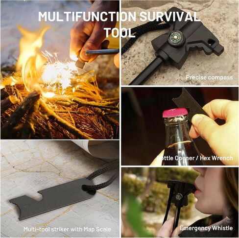 2Pack Survival Fire Starter-Upgraded Butterfly-Shaped Handle, 6-in-1 Flint Fire Starter, Ferro Rod Fire Starter, Emergency Fire Starters Tool for Camping in Saudi Arabia