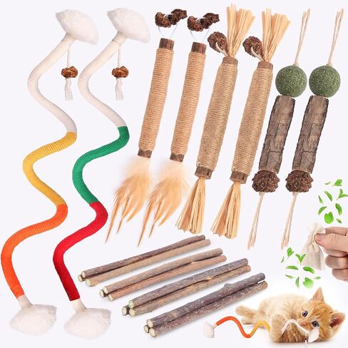 Cat Toys Cat Chew Toys, Silvervine Sticks Catnip Rope Toys for Cats Teeth Cleaning, Kitten Dental Care, Kitty Toys for Indoor Cats Increase Appetite,Enhances Oral & Dental Health (Small 20 Pack) in Kuwait