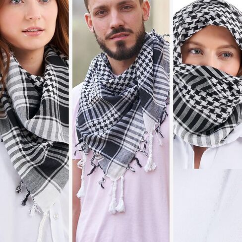 LOVARZI Skull Scarf for Men & Women - Black & White Cotton Square Neck Scarf - Palestinian Shemagh Tactical Scarf - Pirate Bandana Head Wrap With Skulls - Goth Accessories Halloween Scarf in Kuwait