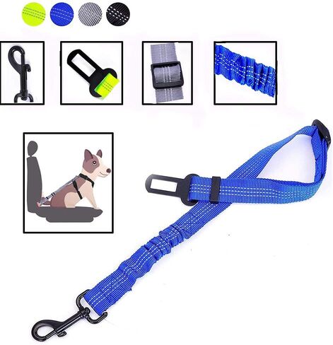3 Colors Dog Safety Belt Pet Seat Belt Dog Car Harness Adjustable 360° zinc Alloy Buckle with Elastic,High Strength,Wear-Resistant and Durable,Easy to Install,Easy to Wash(Grey) in Kuwait