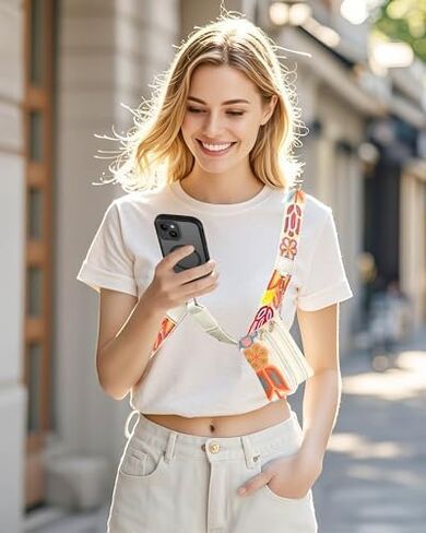 Clip and Go Strap for Phone with Wallet Crossbody,Adjustable Phone Strap with Zippered Pouch,Upgraded and Extended in Length,Save the Girls Phone Strap with Wallet,Cross Body Phone Strap(Boho Blue） in Kuwait