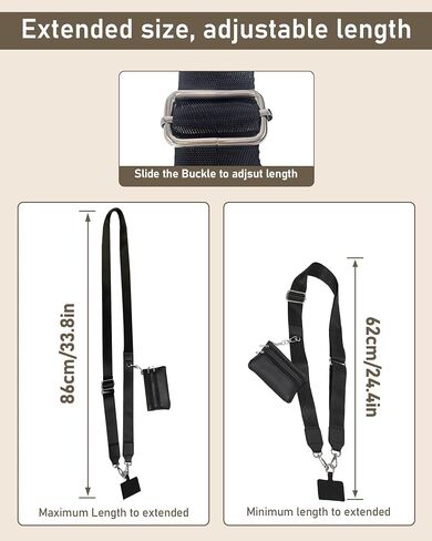 Clip and Go Strap for Phone with Wallet Crossbody,Adjustable Phone Strap with Zippered Pouch,Upgraded and Extended in Length,Save the Girls Phone Strap with Wallet,Cross Body Phone Strap(Boho Blue） in Kuwait