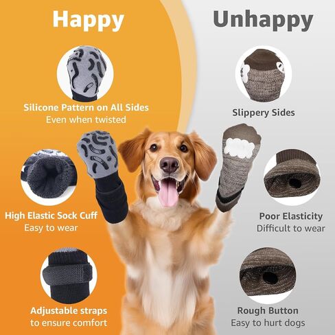 Non Slip Dog Socks to Prevent Licking Paws - Strong Traction for Hardwood Floors, Senior Dogs, Paw Protector, Prevent Scratching, Double Sides Anti Slip Dog Socks - Size Medium in Kuwait