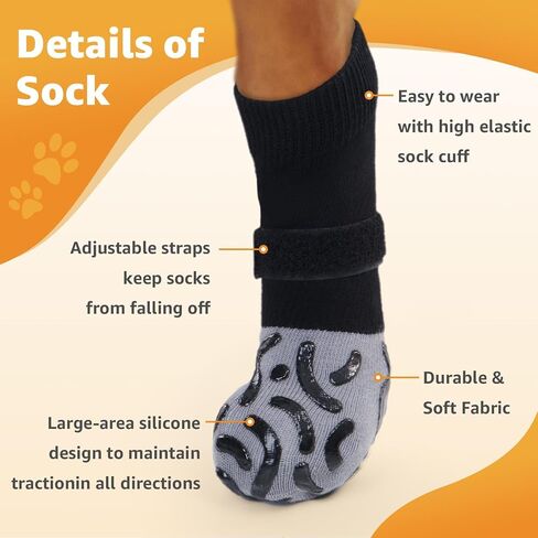 Non Slip Dog Socks to Prevent Licking Paws - Strong Traction for Hardwood Floors, Senior Dogs, Paw Protector, Prevent Scratching, Double Sides Anti Slip Dog Socks - Size Medium in Kuwait